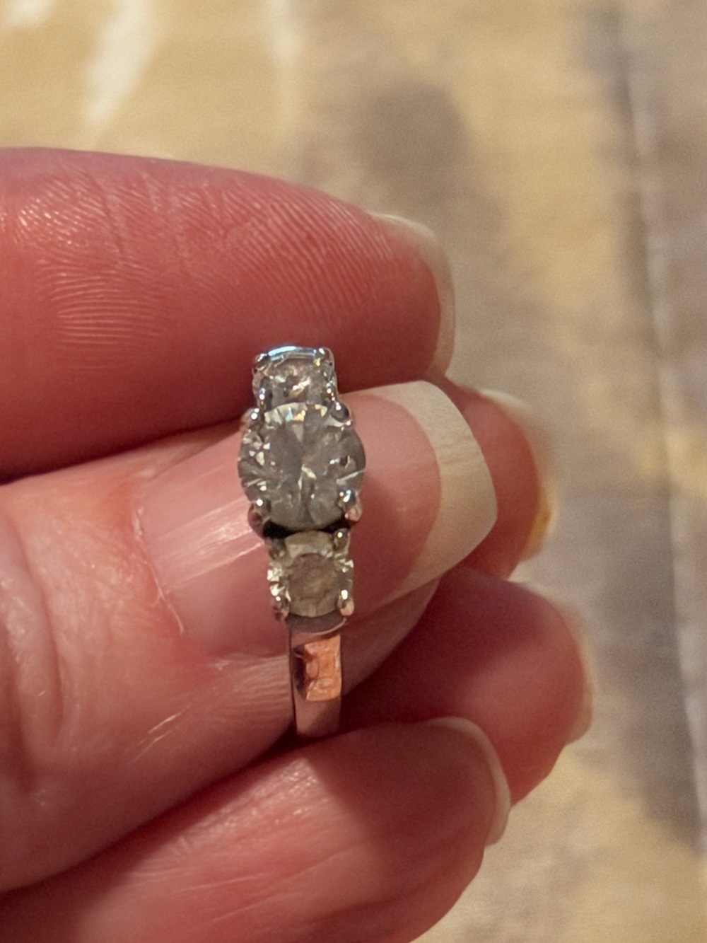 Sterling Silver Natural White Sapphire 1.5ct Three Stone Ring